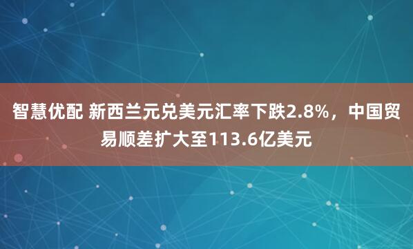 智慧优配 新西兰元兑美元汇率下跌2.8%，中国贸易顺差扩大至113.6亿美元